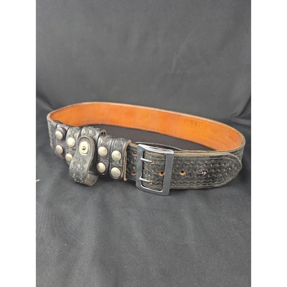 Duty Belt by Tex Shoemaker & Sons Black Leather Belt Size 34 Made In USA
